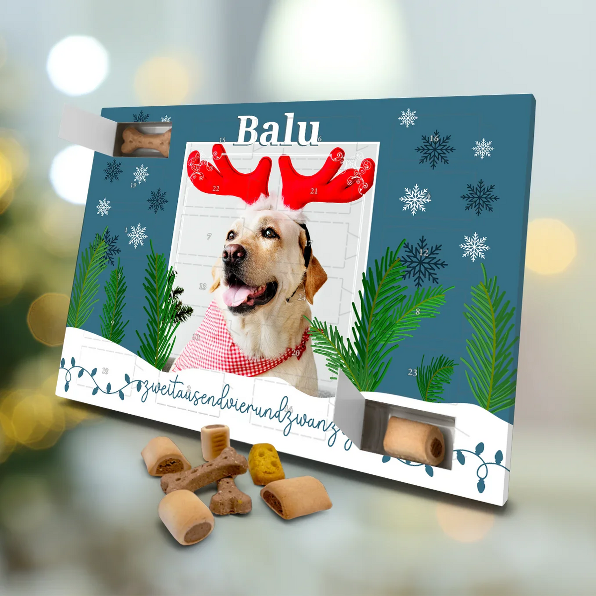 Personalisierter Leckerli Adventskalender "Schneezauber"