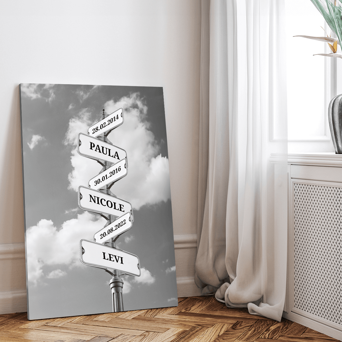 Leinwand ''Vintage Straßenschild mit Geburtsdatum''