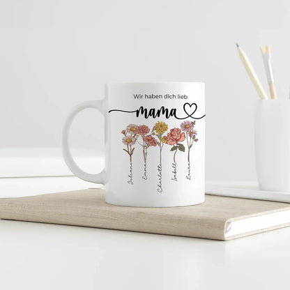 Personalisierte Tasse "Blumen für Mama"