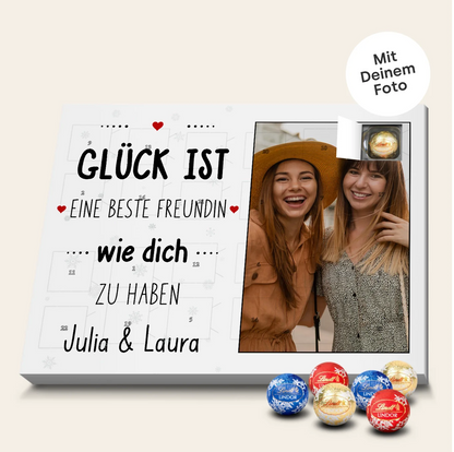 Personalisierter Adventskalender mit Lindor Kugeln "Beste Freundin"