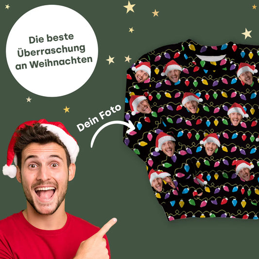 Personalisierter Ugly Christmas Sweater "Lichterkette"